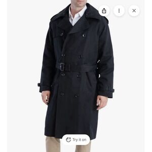 Vintage London Fog Black Belted Trenchcoat Men's 42R VTG Excellent